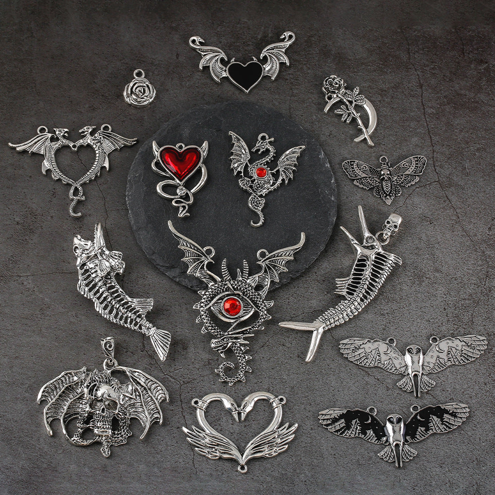 Wholesale 20pcs Gothic style dark punk love DIY necklace pendant